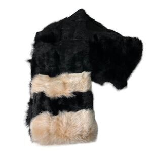 NWT SURELL Long Hair Rabbit Fur Pull Through Scarf Style#6466 Black Blush